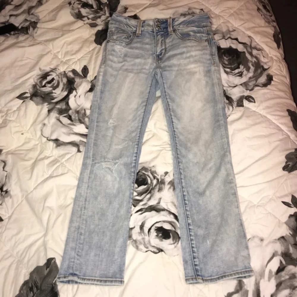 american eagle light washed capri jeans size 00